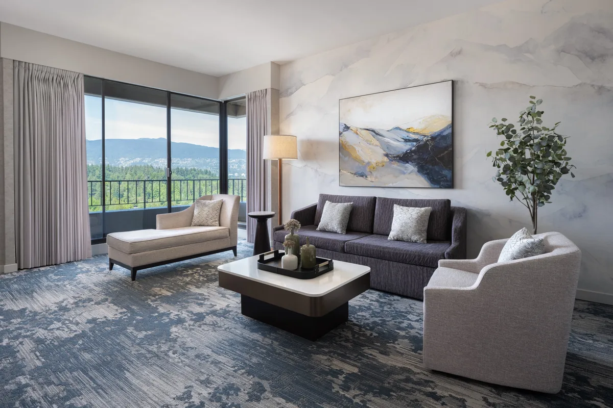 Living Roon of Deluxe Suite at the Westin Bayshore Vancouver