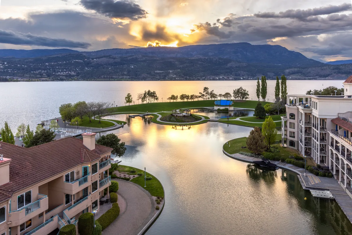 Lagoon sunset at the Delta Grand Okanagan Resort in Kelowna