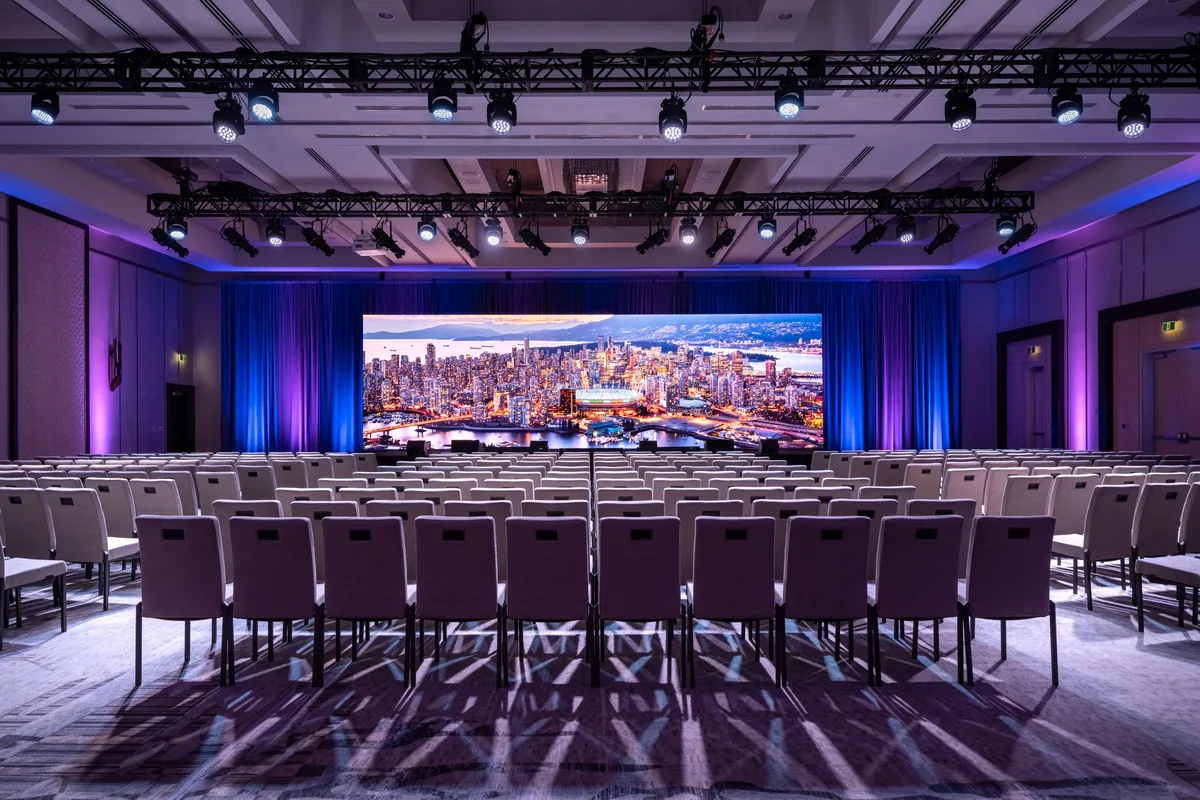 Ballroon with theatre setup at the JW Marriott Parq Vancouver