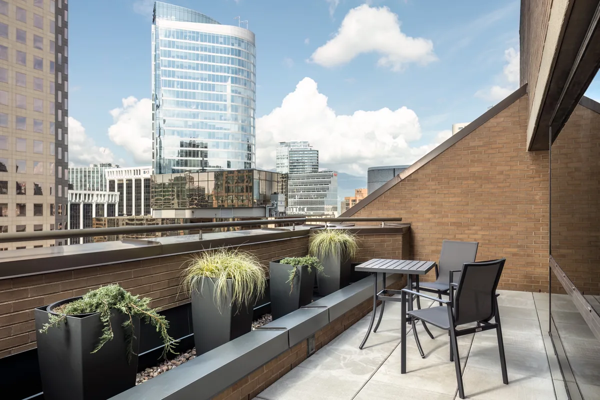 The balcony of the Luxury Suite at the Metropolitan Hotel Vancouver